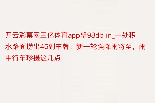 开云彩票网三亿体育app望98db in_一处积水路面捞出45副车牌！新一轮强降雨将至，雨中行车珍摄这几点