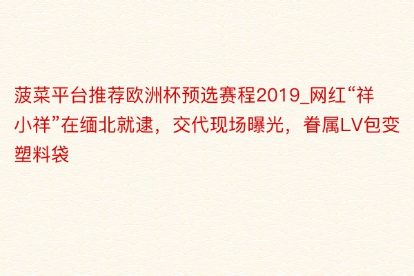 菠菜平台推荐欧洲杯预选赛程2019_网红“祥小祥”在缅北就逮
